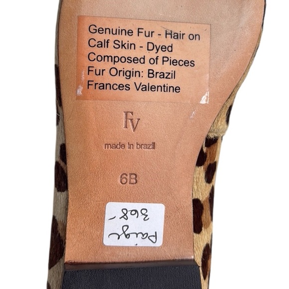 Frances Valentine Leopard Print Pointed Toe Flats with Black Beaded Pom - Picture 9 of 9